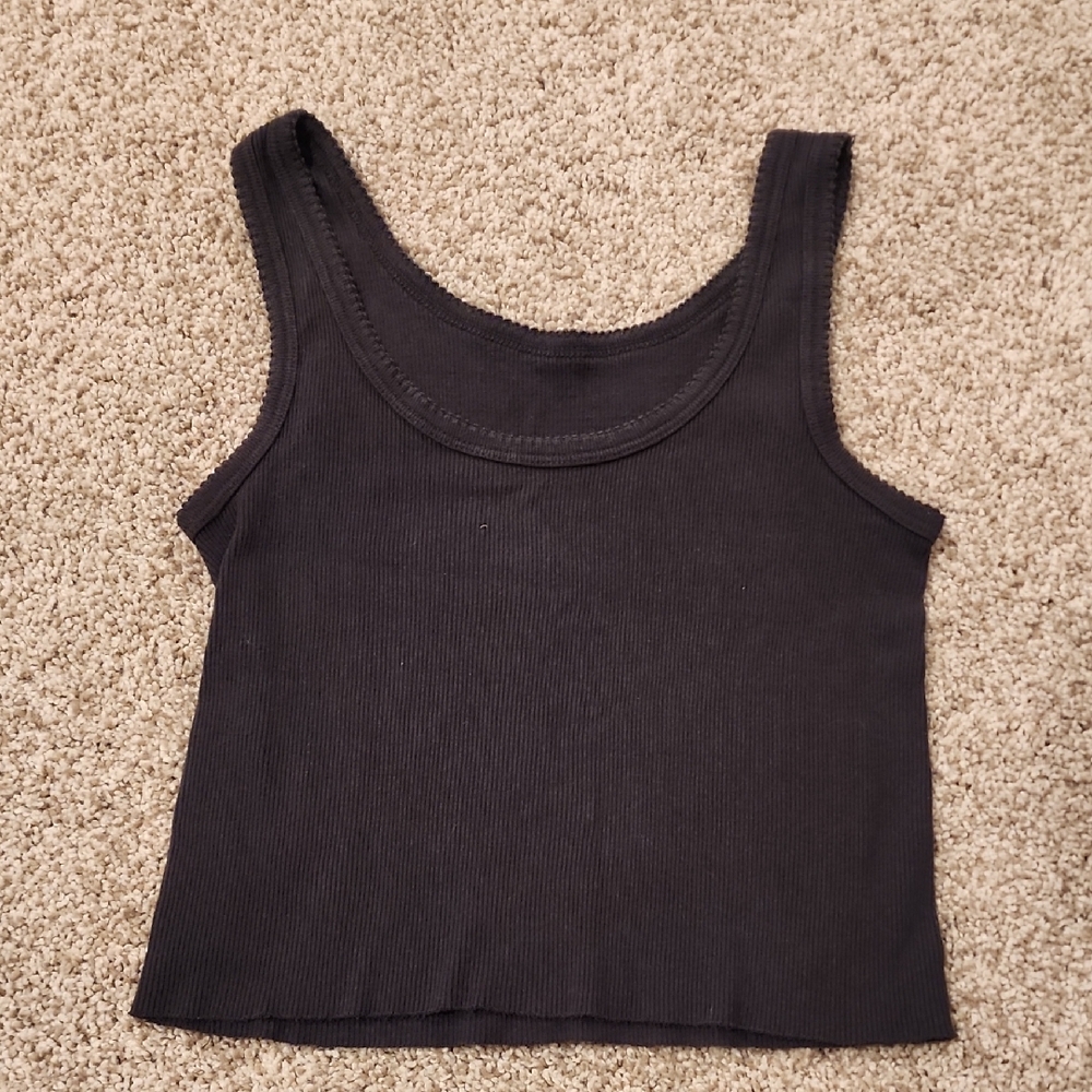Women's Black Ribbed Tank Top